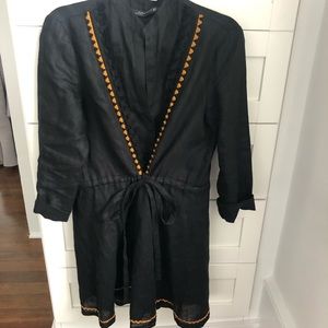 Zara Black Mini Dress with Orange Trim